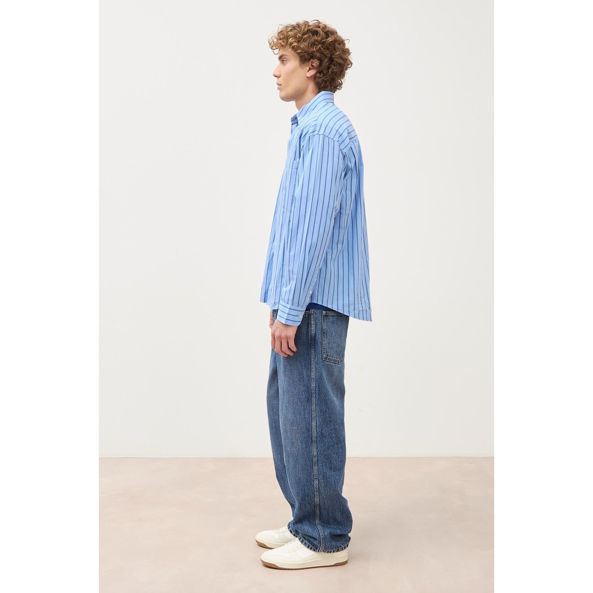 Chemise boyfriend en coton bleu ciel, BONOBO