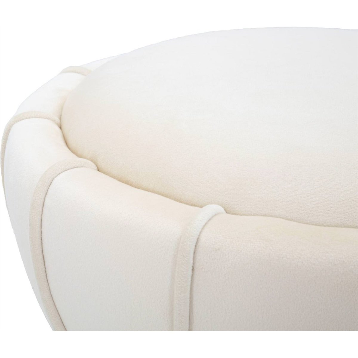 Tabouret bois de pin assise velours GLAM crème et doré, RECOLLECTION