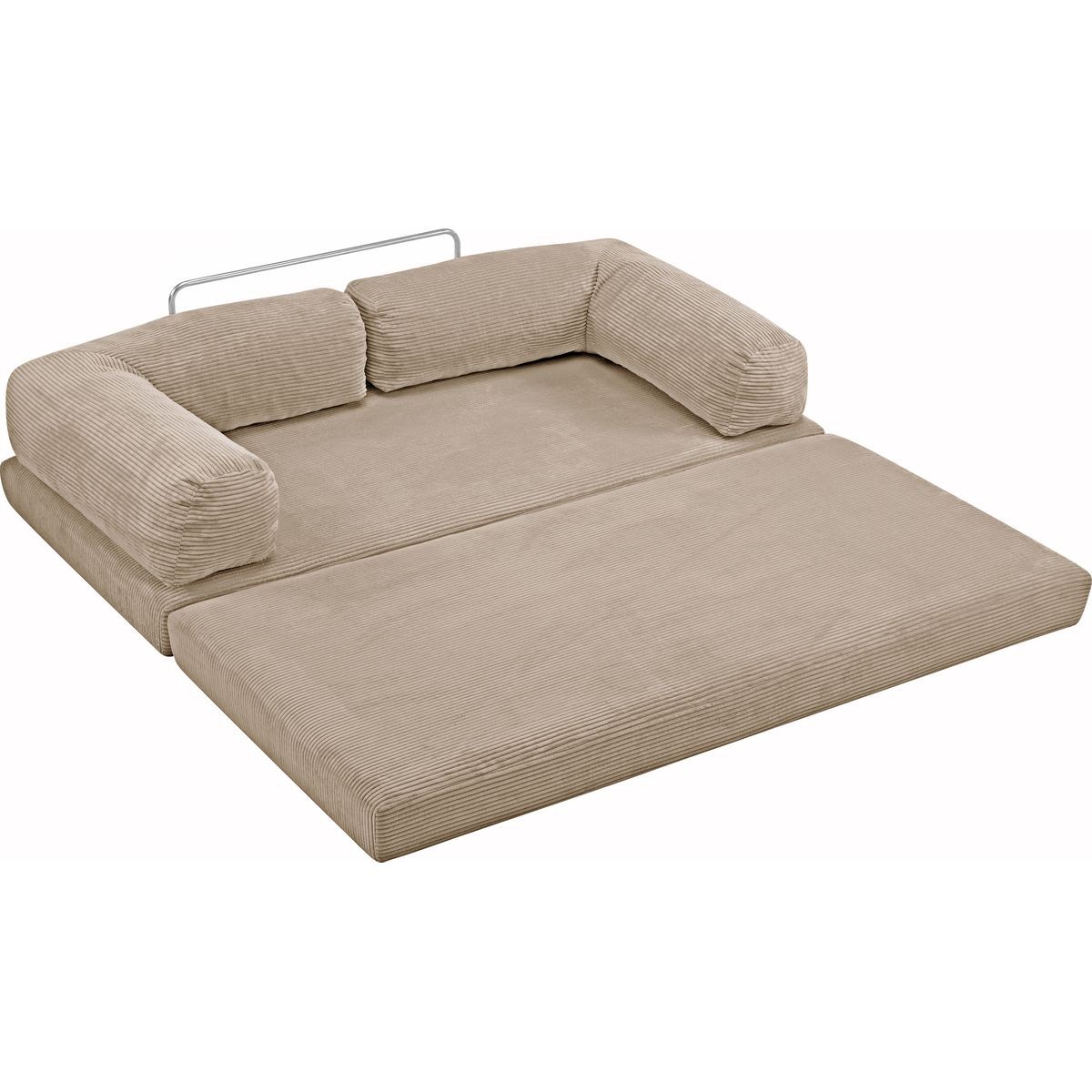 Canapé convertible compressé 3 places en velours côtelé - BUDDY beige, HOMIFAB