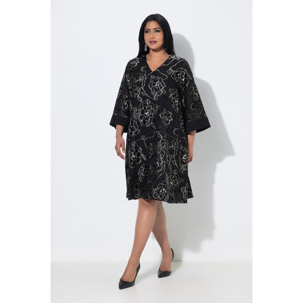 Robe en soie mélangée noir, ULLA POPKEN