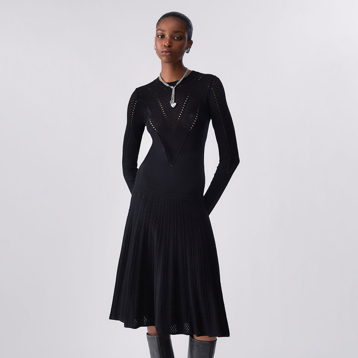 Robe midi en maille noir, LIU JO