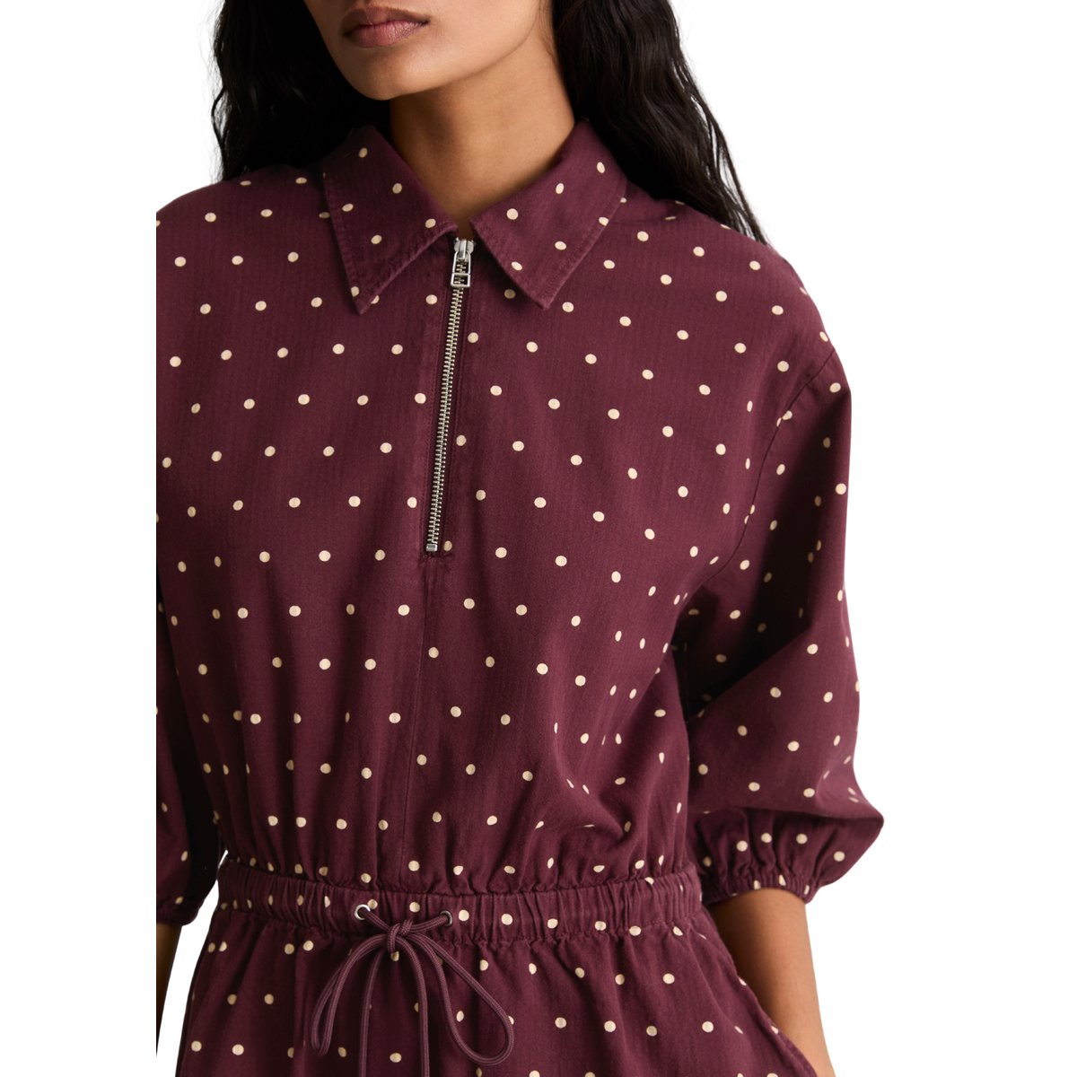 Robe courte en seersucker, coupe trapèze en pur coton bio rot, MARC O’POLO DENIM