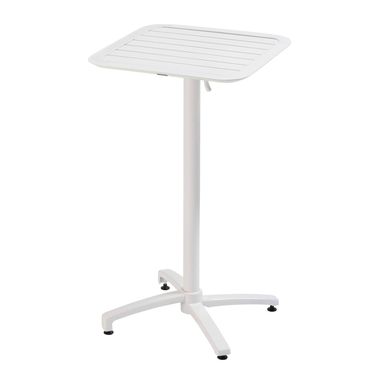 Table haute 60x60 cm inclinable en aluminium et 2 chaises hautes, ALMADA blanc, OVIALA