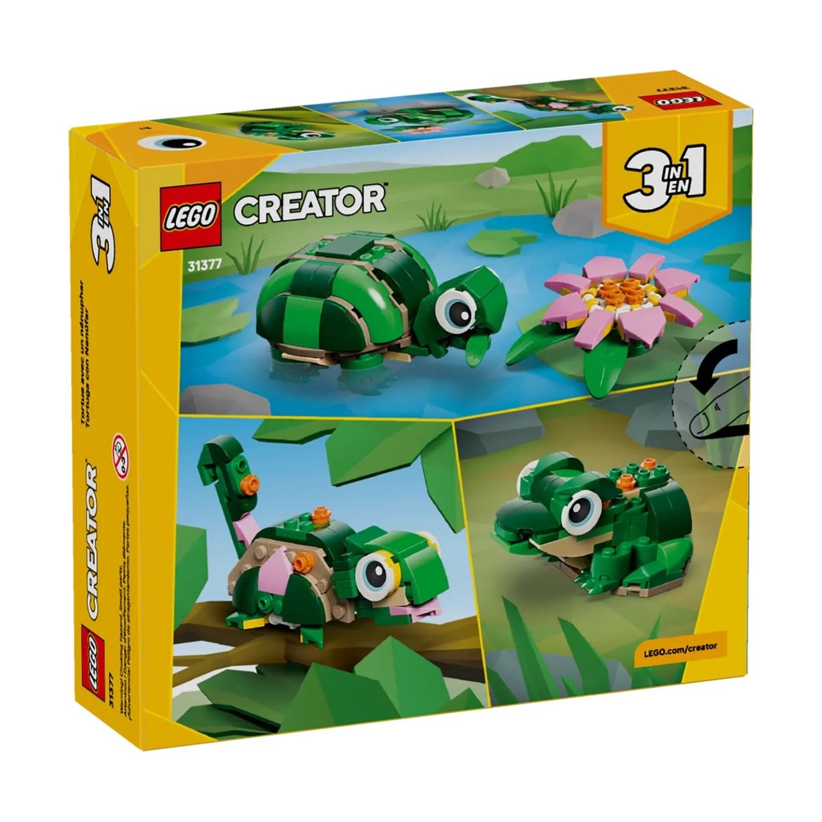 Creator 3 en 1 La tortue et la fleur de nénuphar multicolore, LEGO