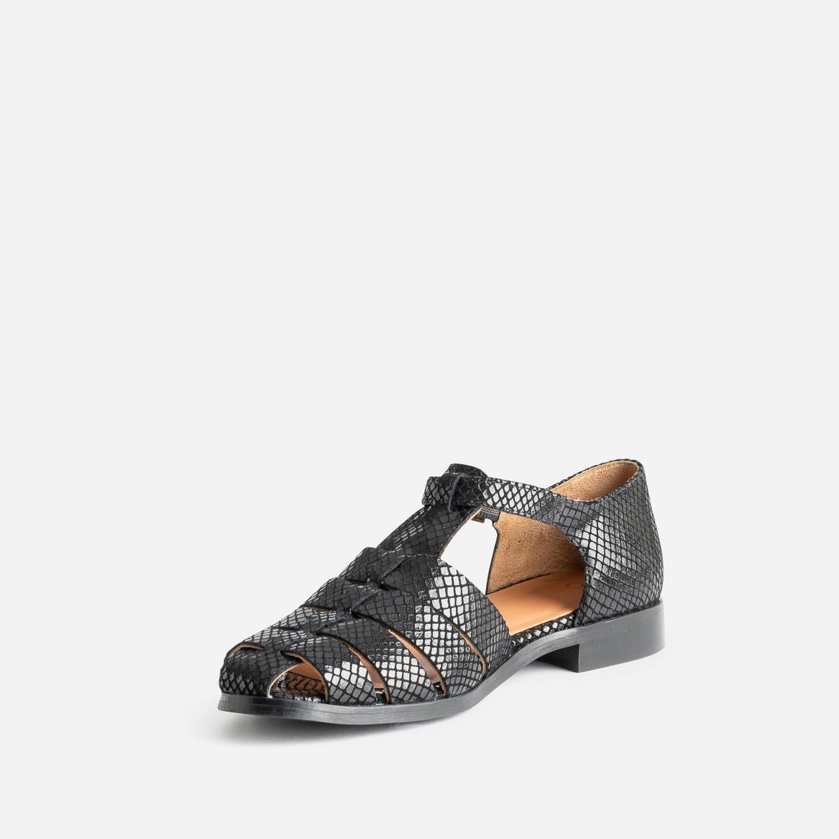 Sandale Plate en cuir NADELIA noir, ERAM