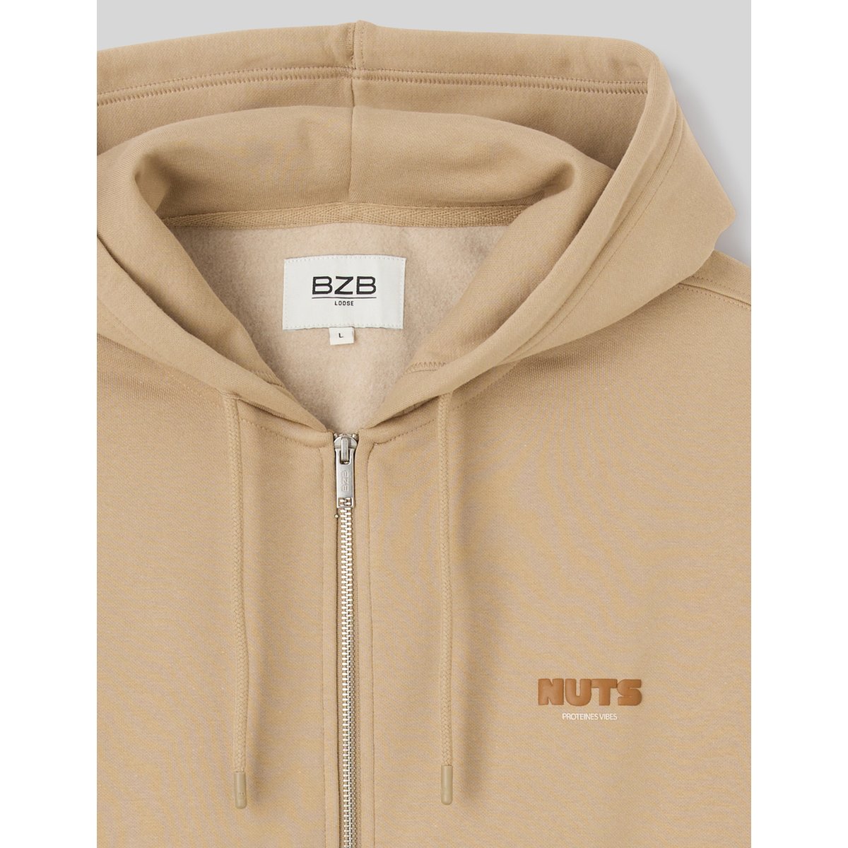 Sweat zippé à capuche marron, BZB