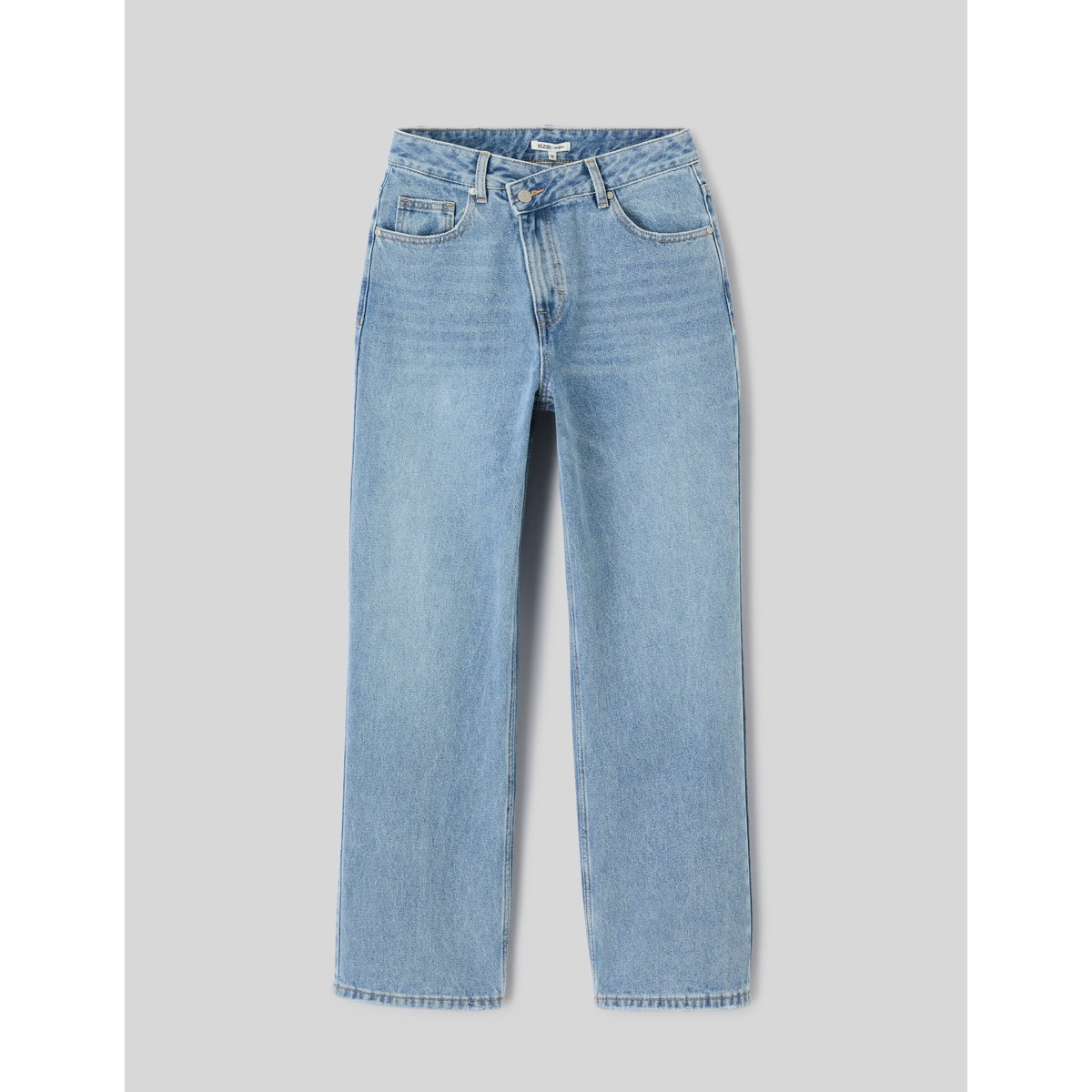 Jean straight ceinture asymétrique bleu moyen, BZB