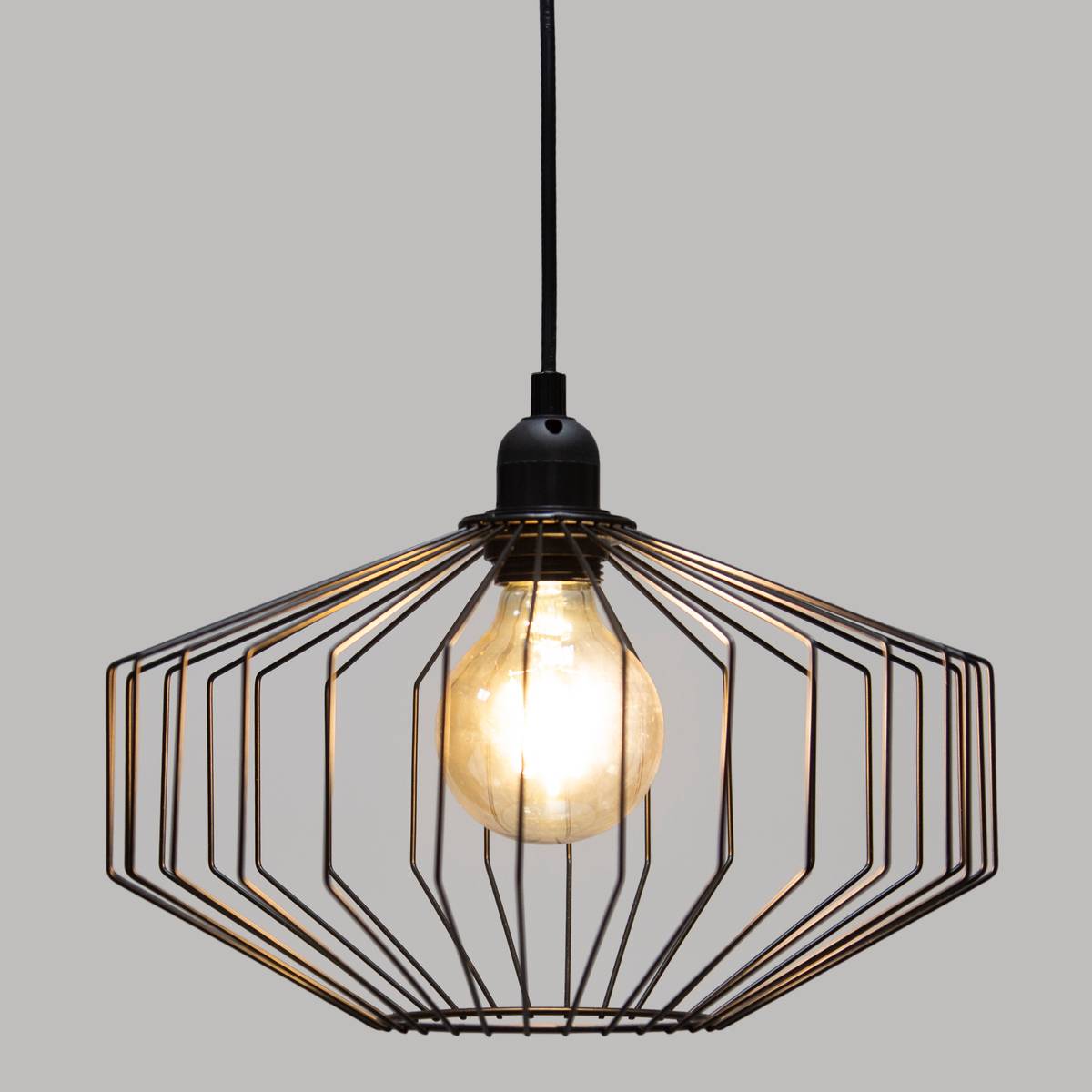 Suspension filaire octogonale en métal AZUR noir, ATMOSPHERA