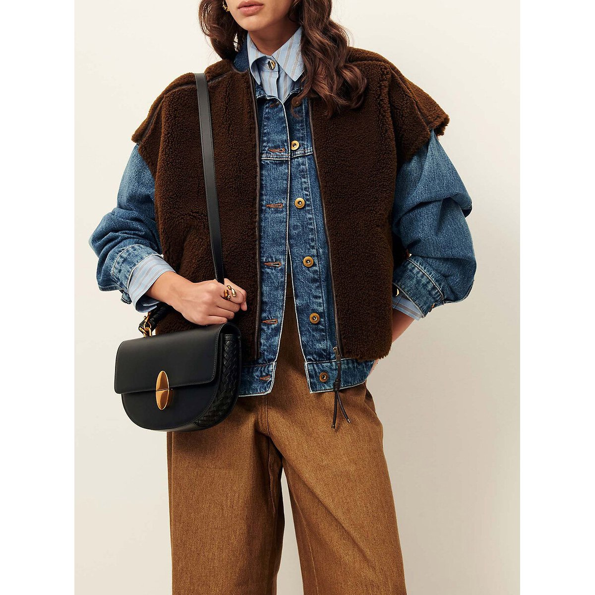 Ärmellose Sherpa-Jacke mit Reissverschluss, MOUNTY braun, SESSUN