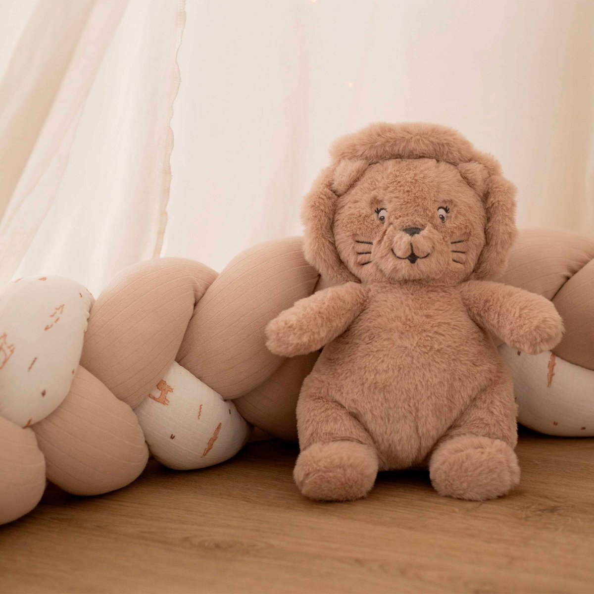 Peluche musicale bébé Léo le lion beige, TROIS KILOS SEPT