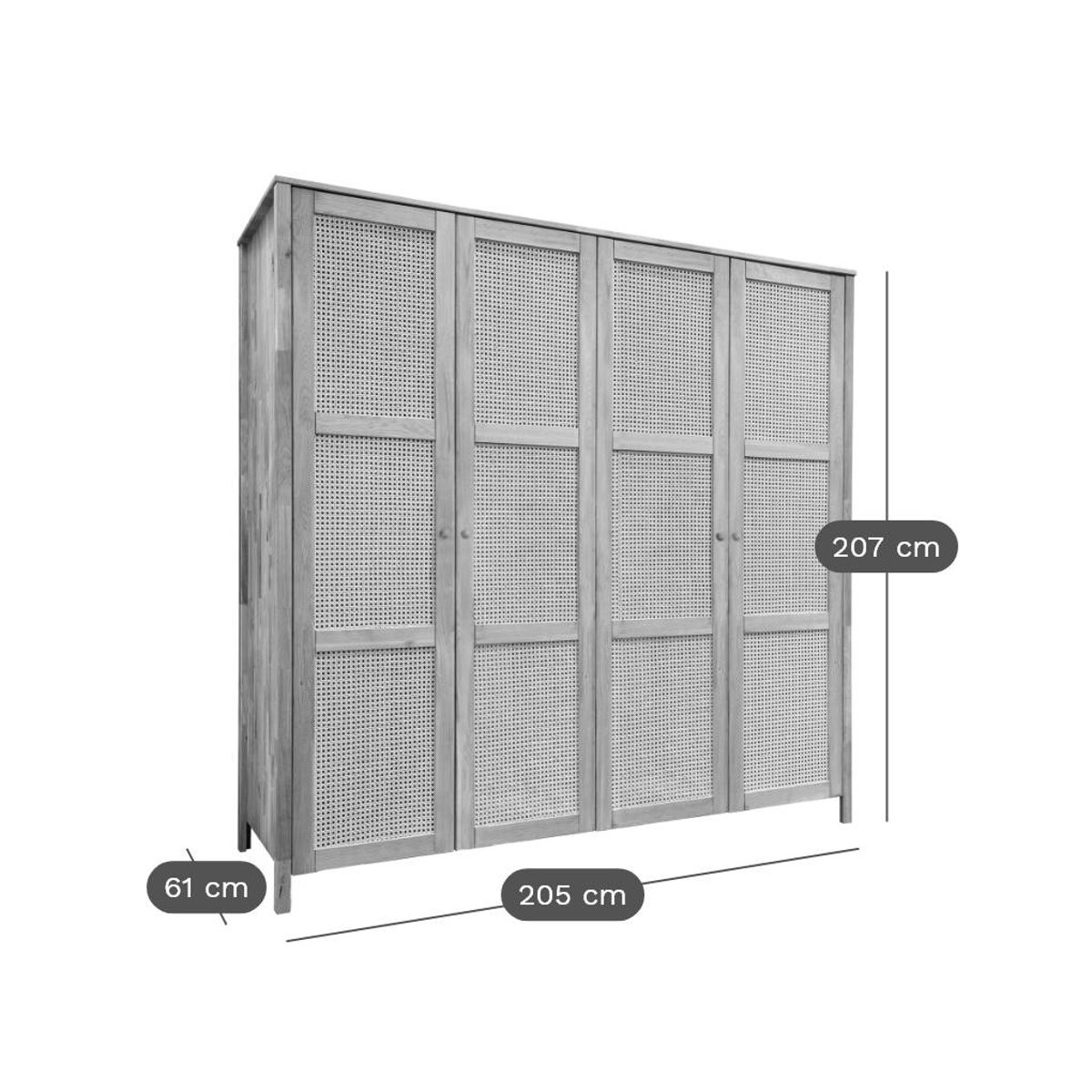 Armoire chêne massif 4 portes - CAPUCINE bois clair, CAMIF
