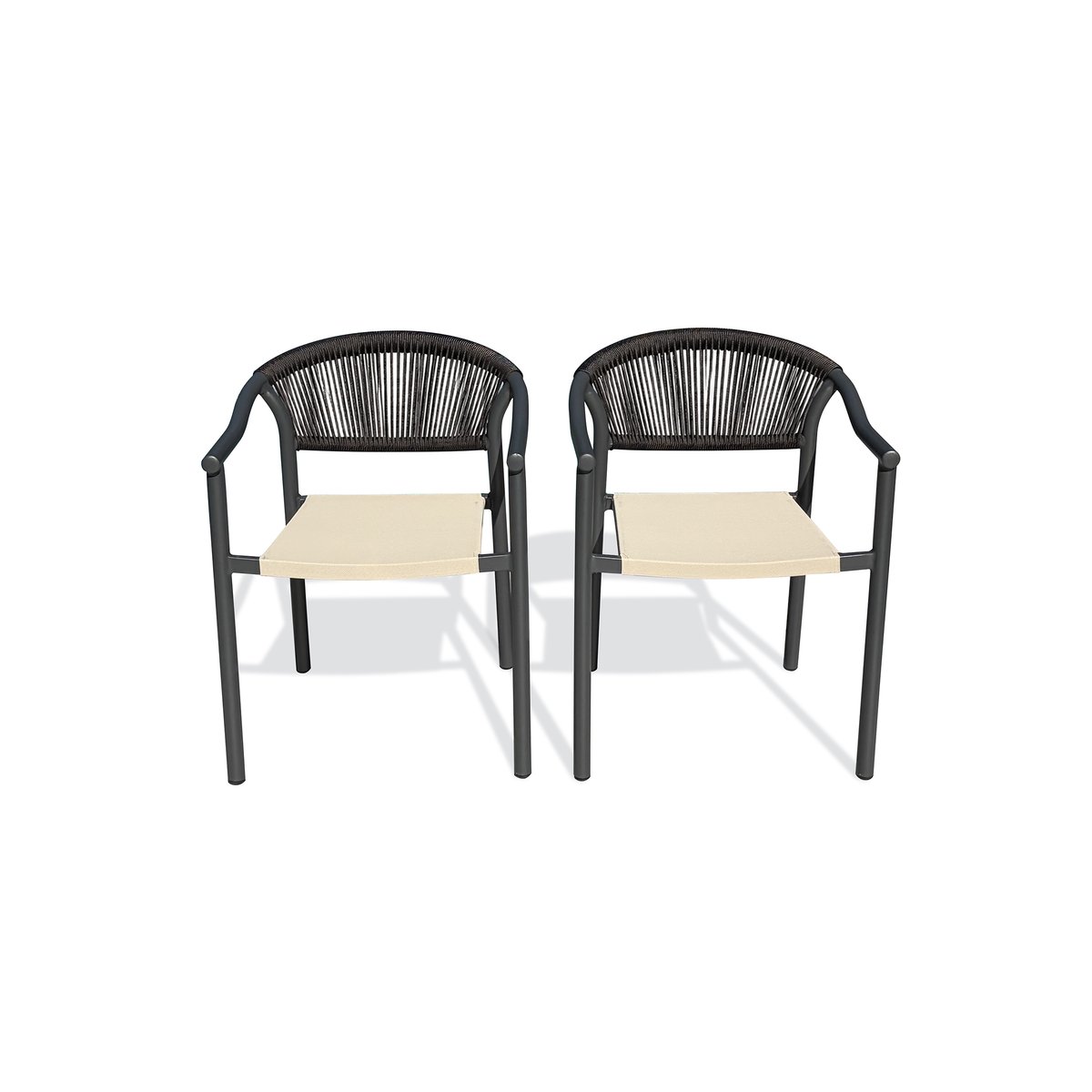 Lot de 2 fauteuils de jardin SUMBA gris anthracite, DCB GARDEN