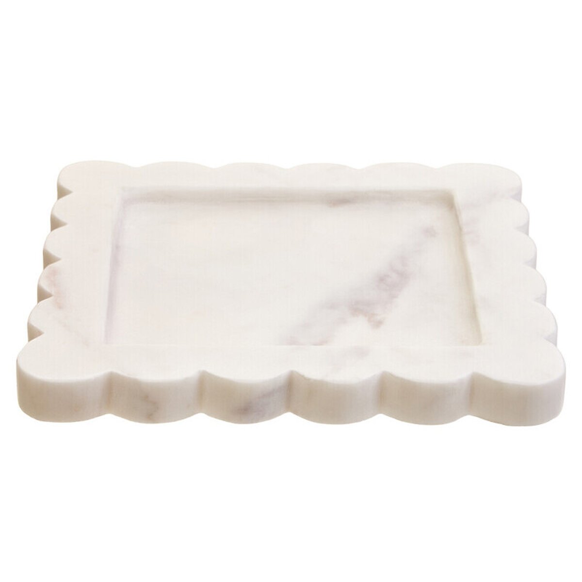 Small White Marble Square Tray with Scallop Edges white, FIFTY FIVE SOUTH