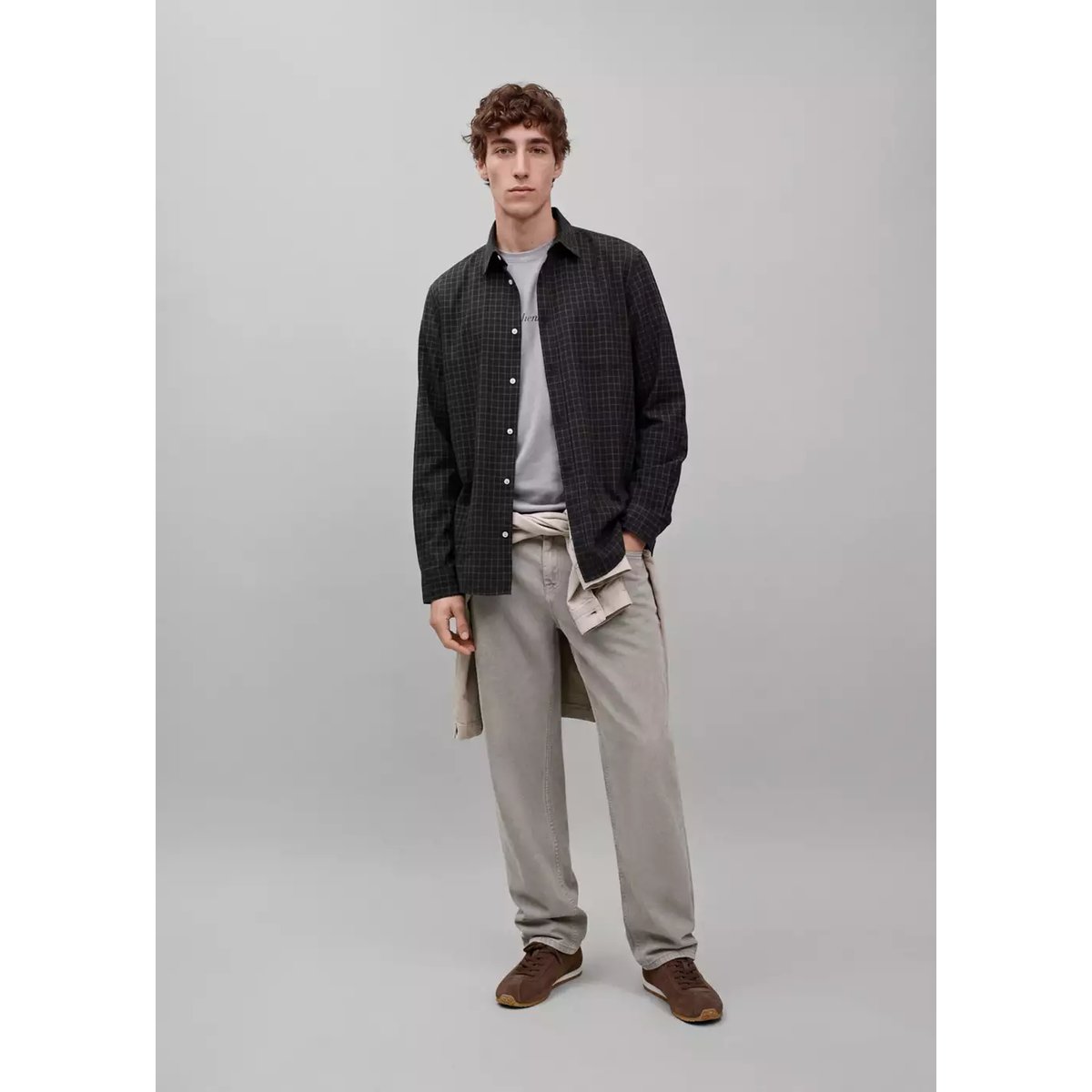 Chemise regular-fit carreaux noir, MANGO TEEN