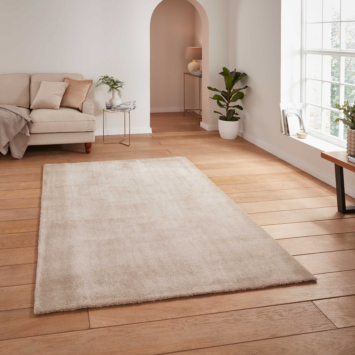 Soft Shaggy Washable Plain Rug beige, SO'HOME