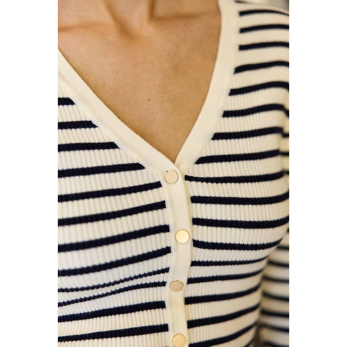 Gilet rayé esprit marinière, MOTY ecru/marine, LA PETITE ETOILE