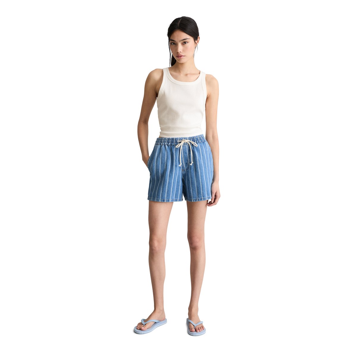 Short rayé relaxed en pur coton bio bleu, MARC O’POLO DENIM