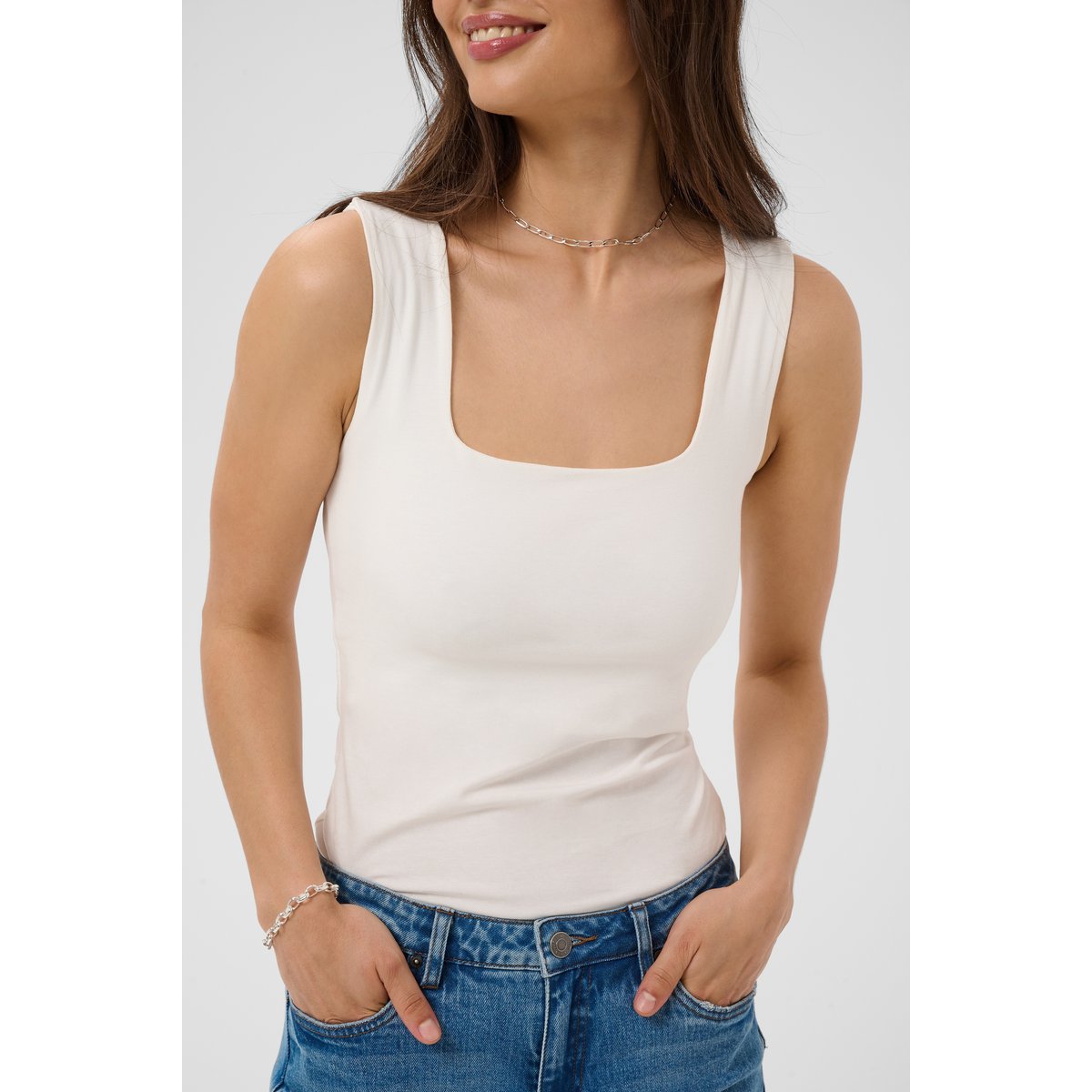 Jersey sans-manches blanc chalk, KAFFE