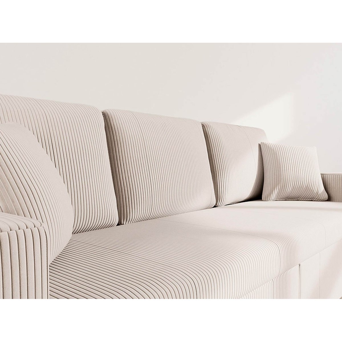 Canapé droit convertible velours côtelé 3pl, CYRUS beige, BEST MOBILIER