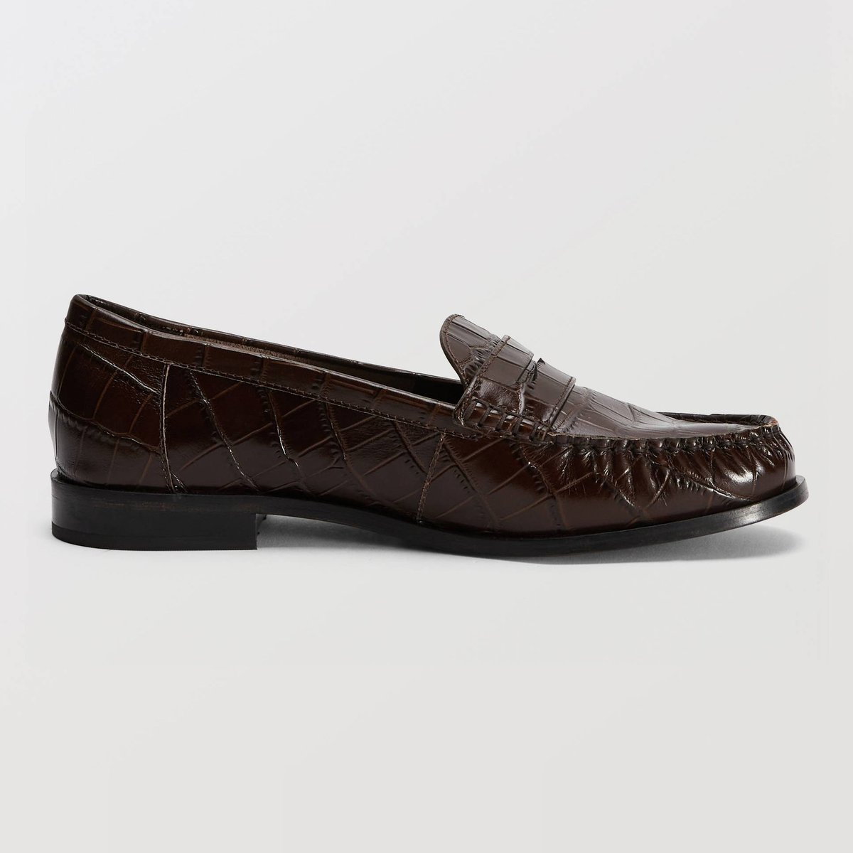 Mocassins en cuir imitation crocodile arbre, MONOPRIX