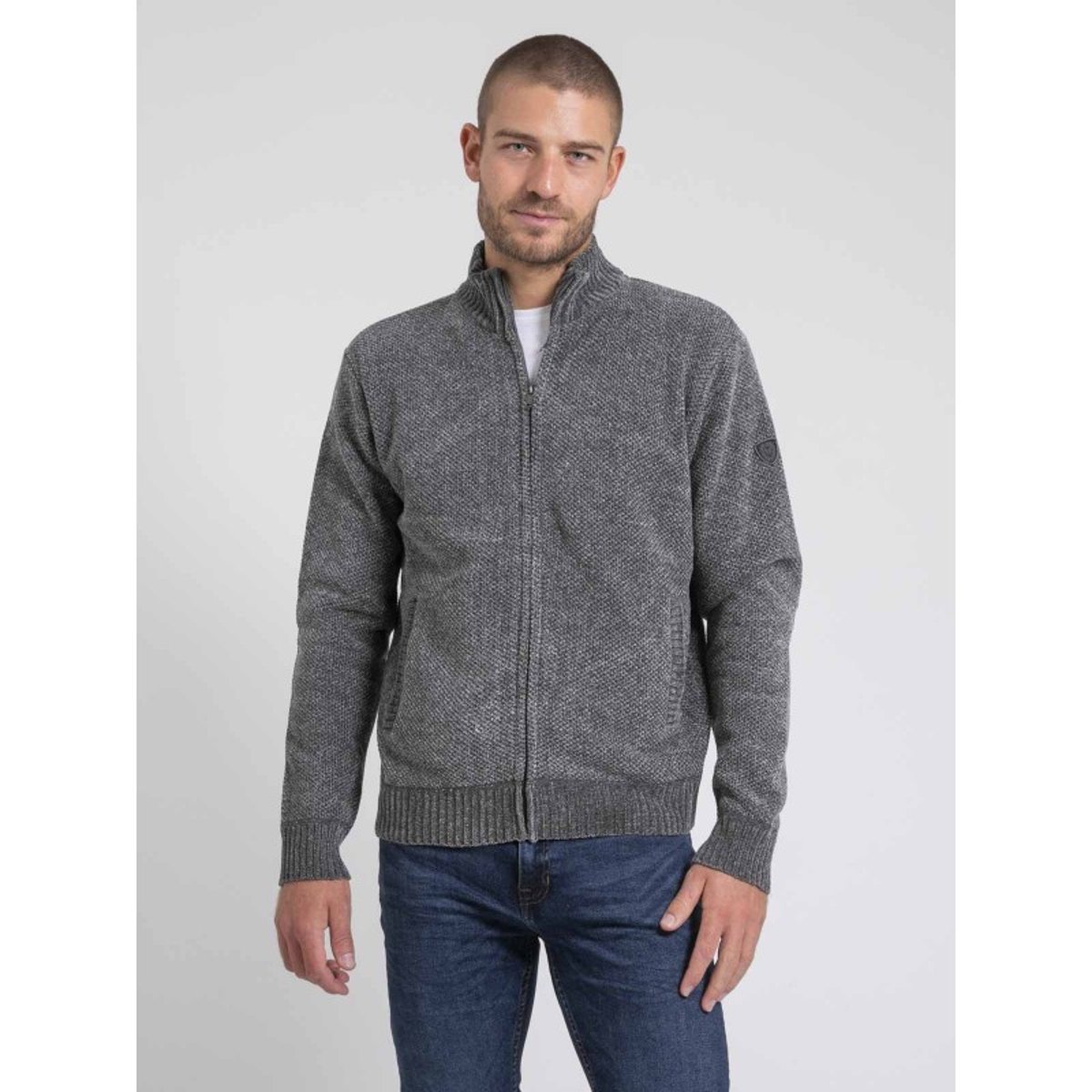 Gilet Zippé Col Montant Lygale gris, RITCHIE