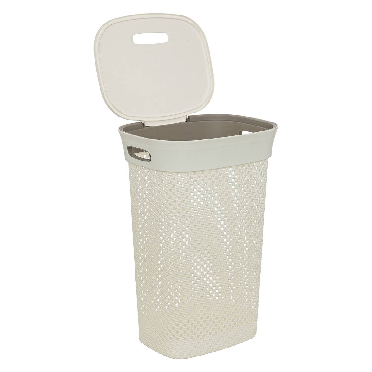 Corbeille à linge 60L avec couvercle blanc, 5FIVE SIMPLY SMART