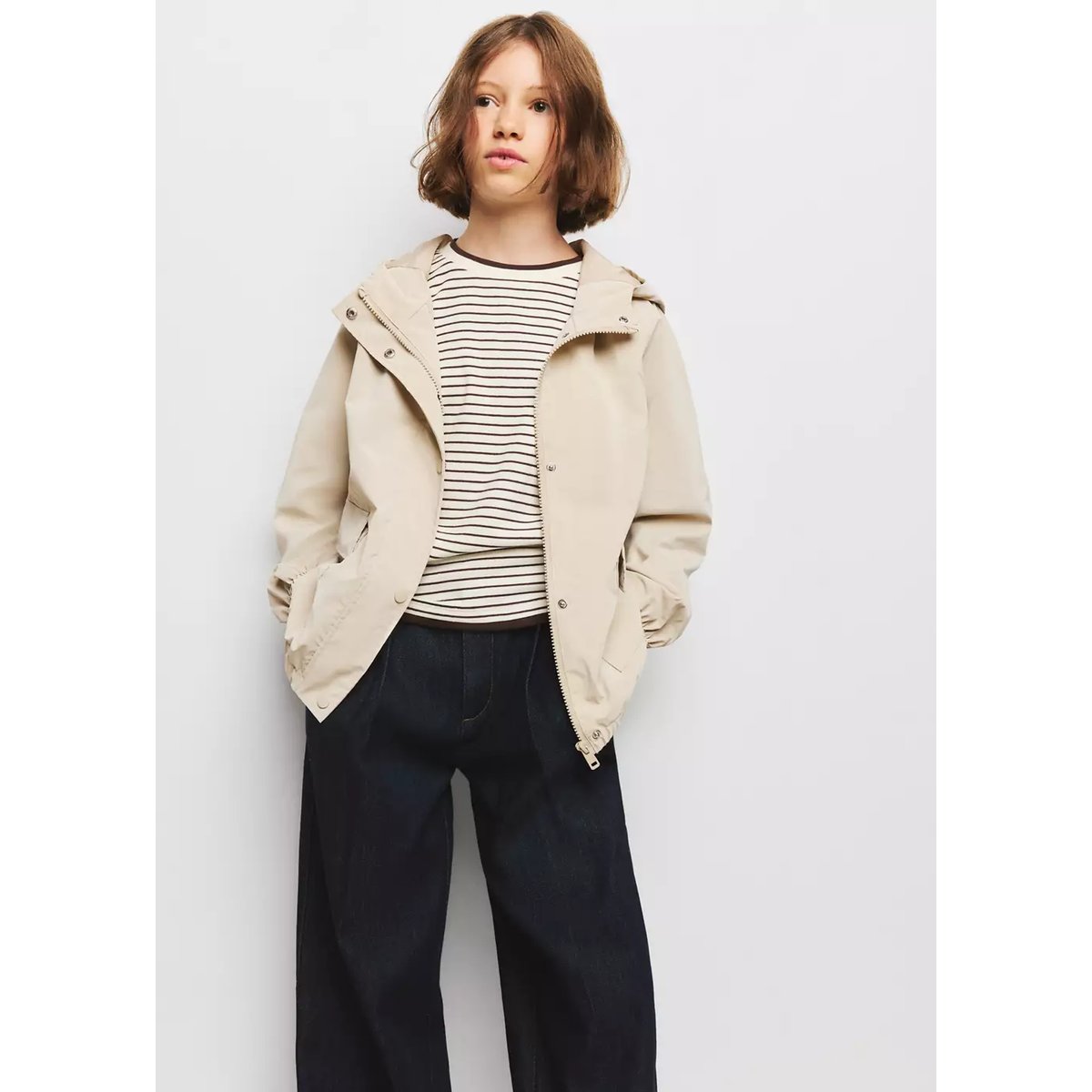 Veste enduite avec capuche gris clair/pastel, MANGO KIDS