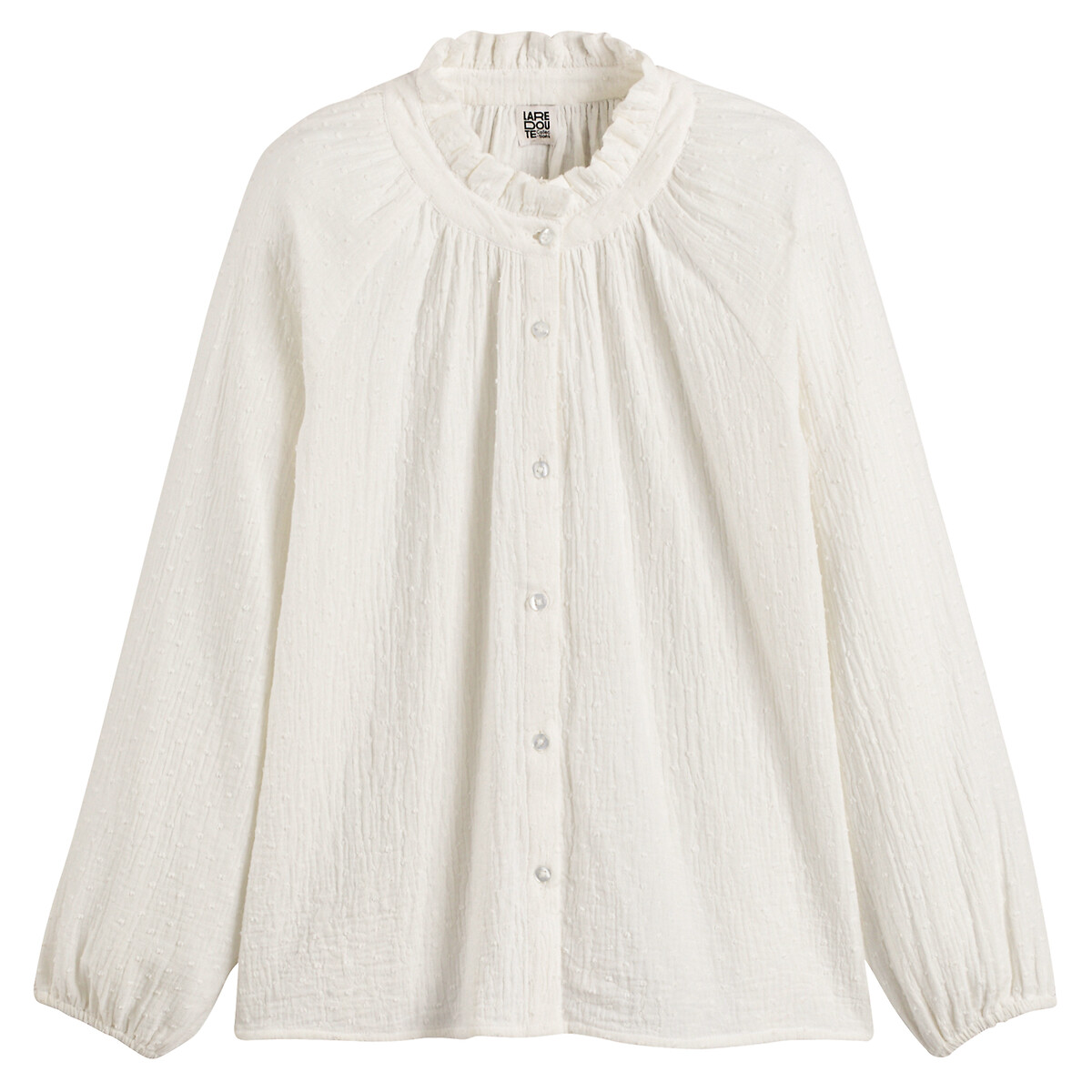 Chemise col montant ample en plumetis ecru, LA REDOUTE COLLECTIONS