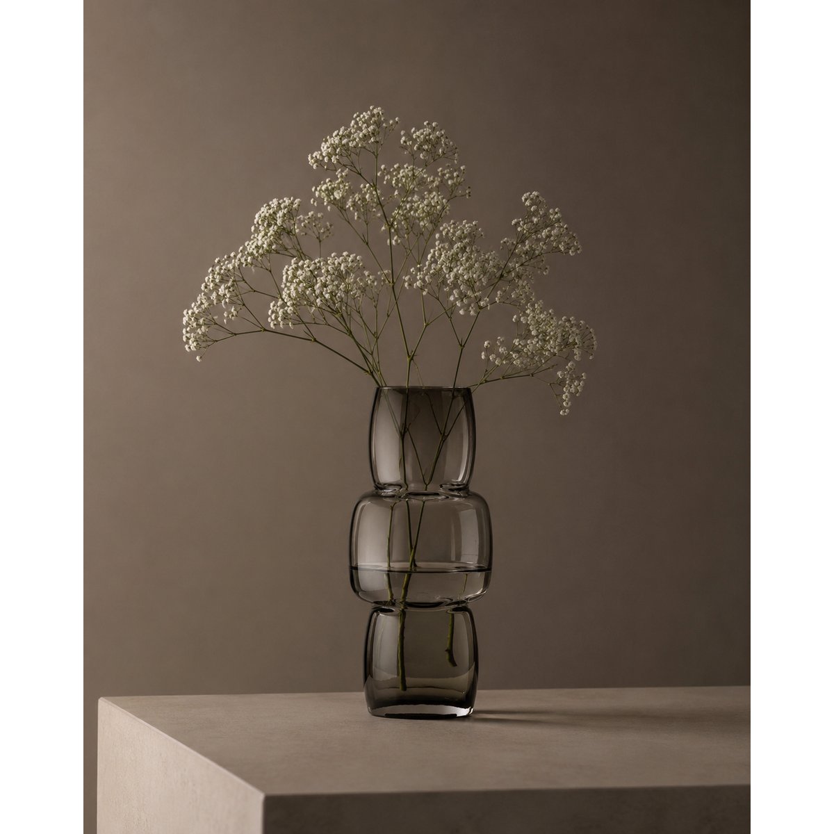Vase en verre recyclé CUBES gris fumé, BAZAR BIZAR