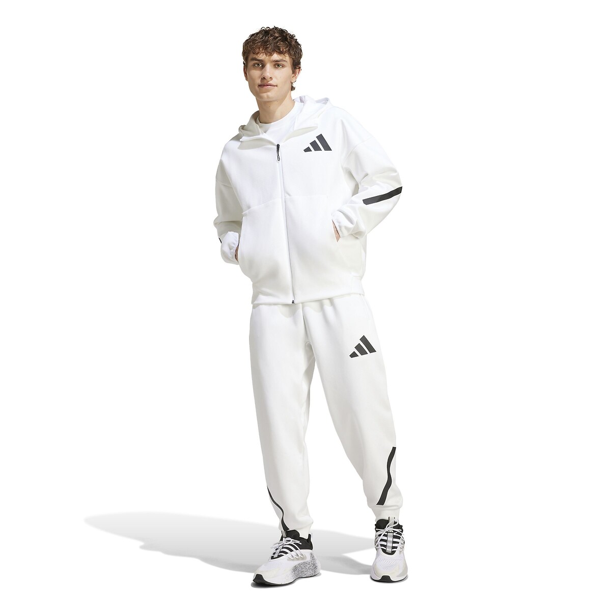 Veste de survêtement à capuche zippée Z.N.E. blanc, ADIDAS SPORTSWEAR