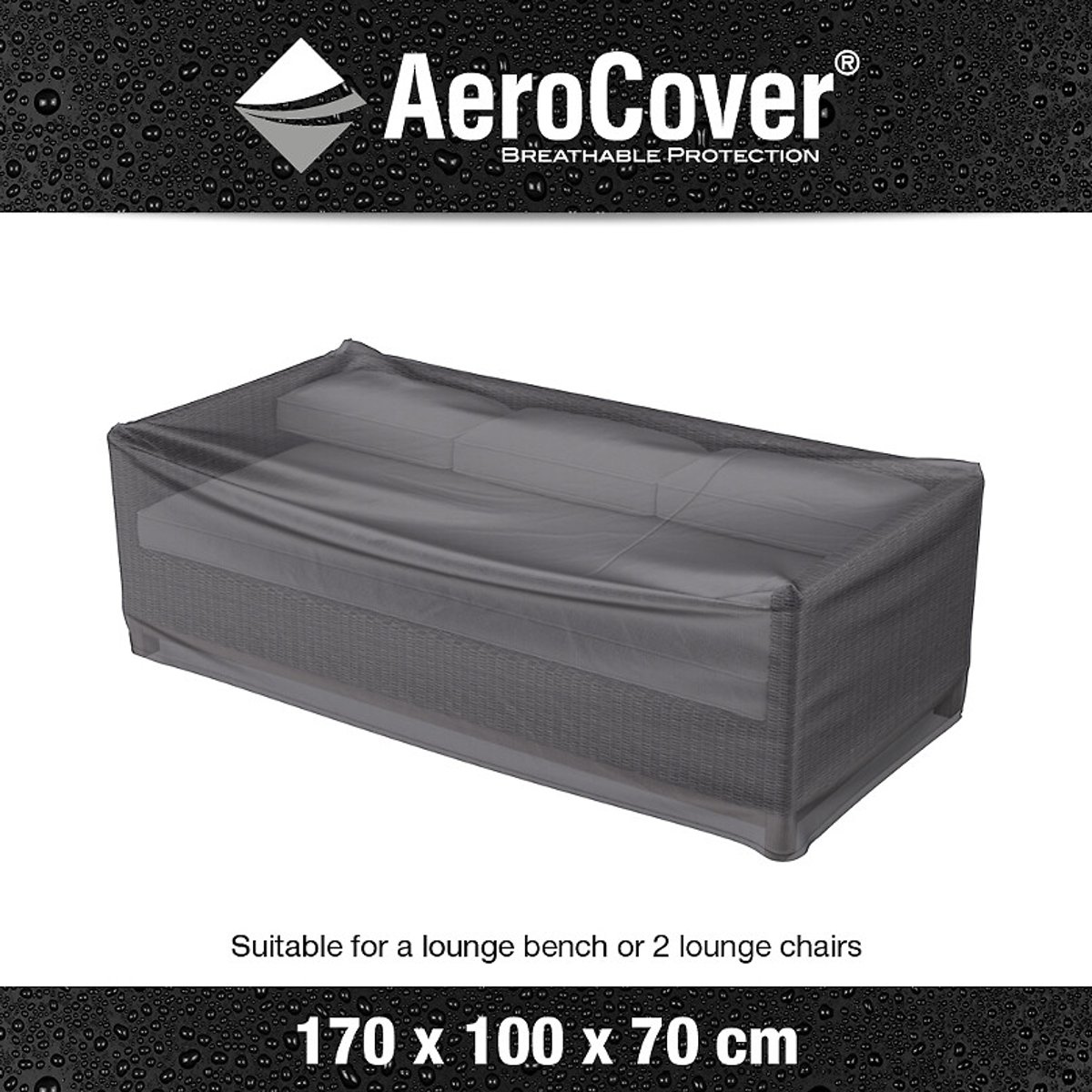 Garden Lounge Bench Cover 170x100x70cm grey, AEROCOVER