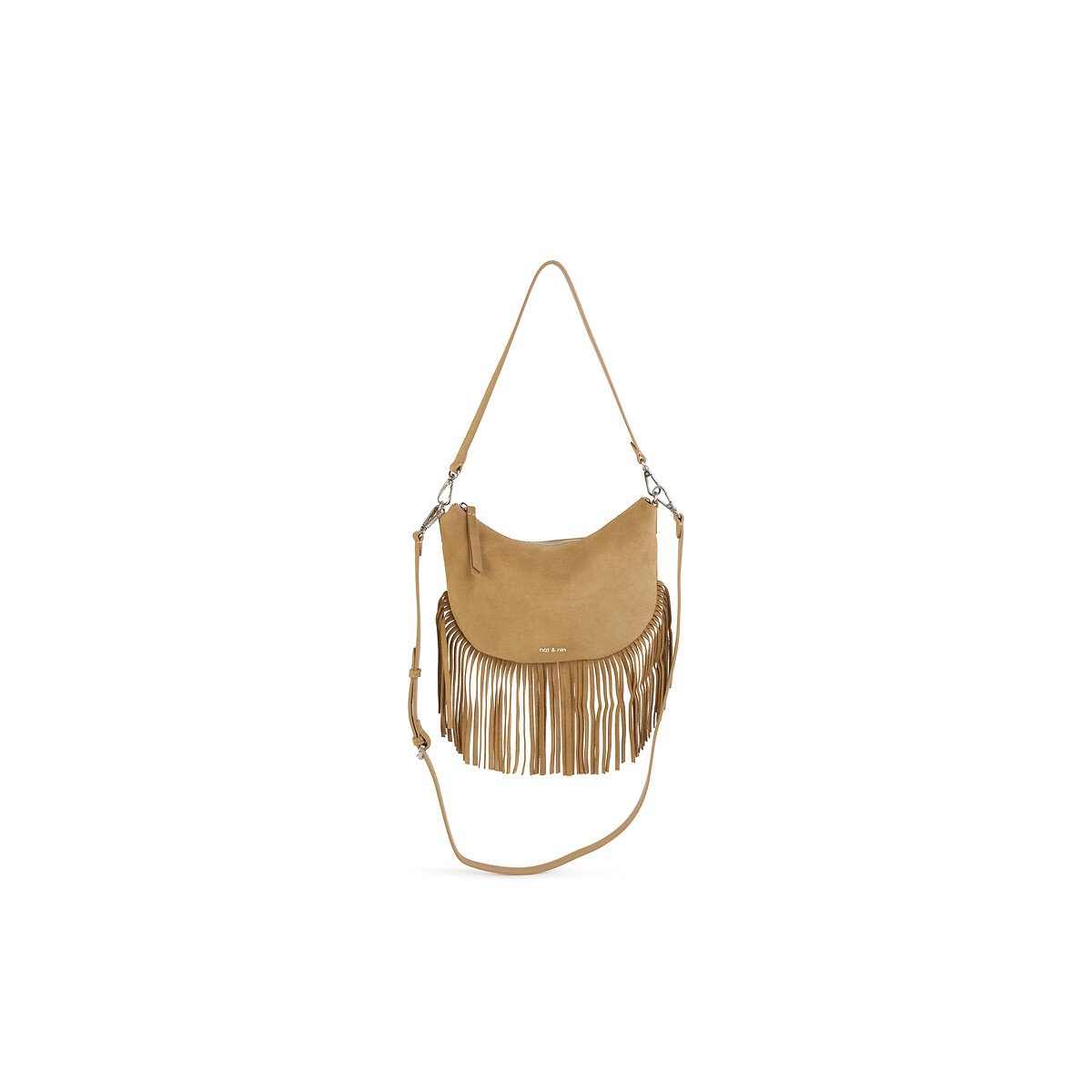 Sac à bandoulière en cuir, LUNE FRANGE sahara, NAT & NIN