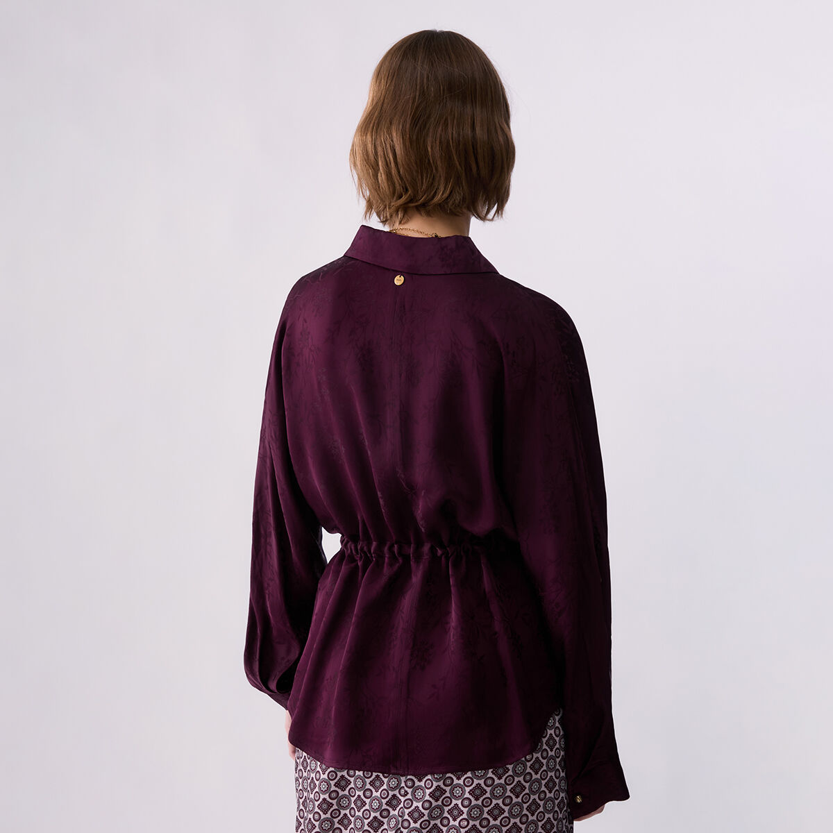 Chemise en satin jacquard aubergine, LIU JO