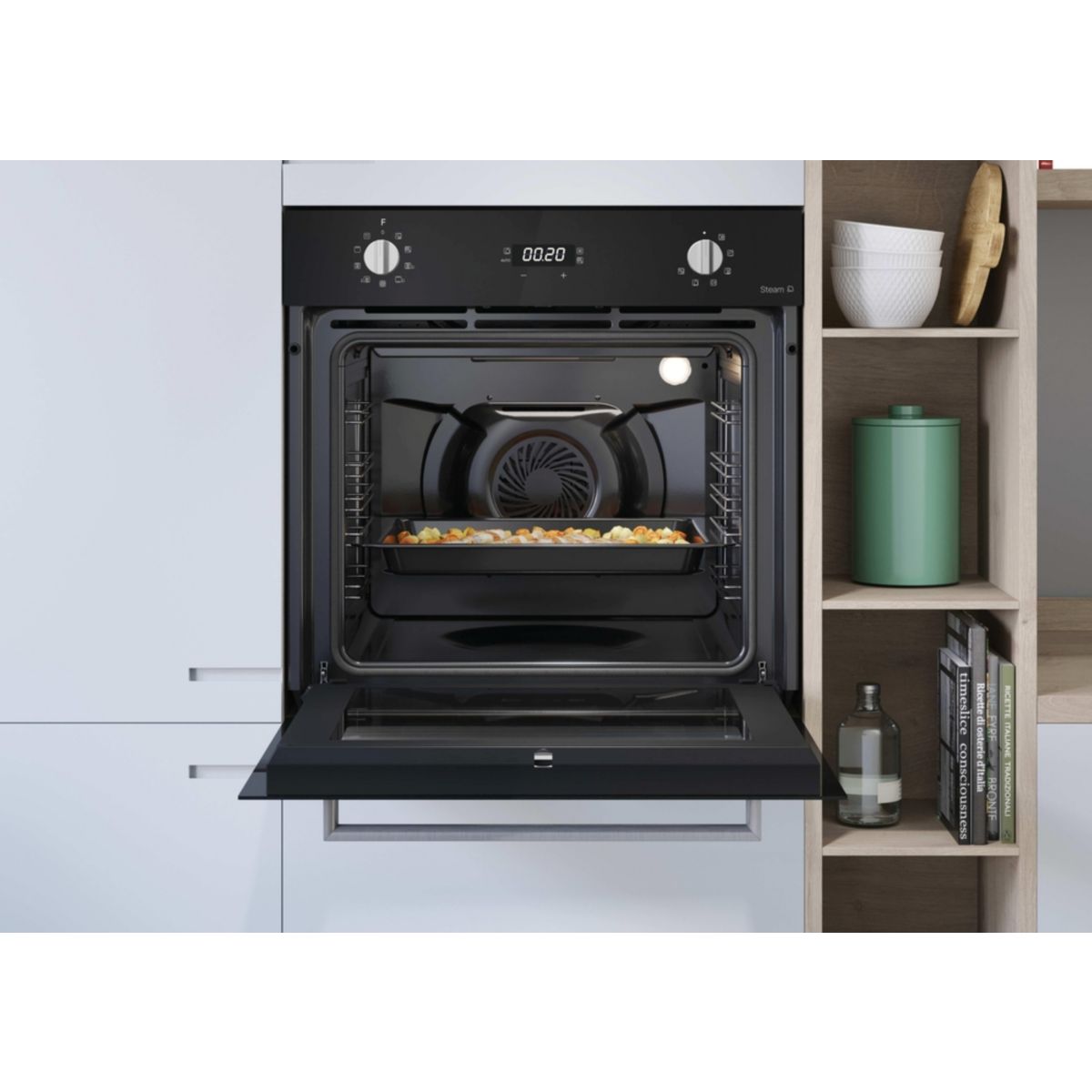 Four encastrable FC3O5871PN - Pyrolyse - Chaleur pulsée - Porte froide noir, ROSIERES