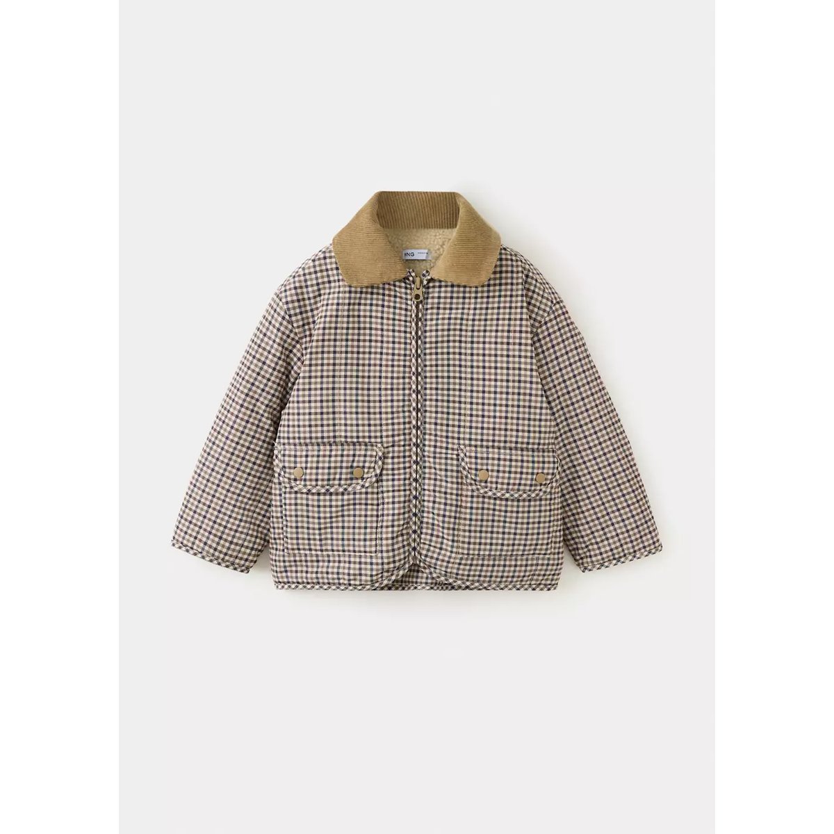Veste carreaux poches marron, MANGO BABY