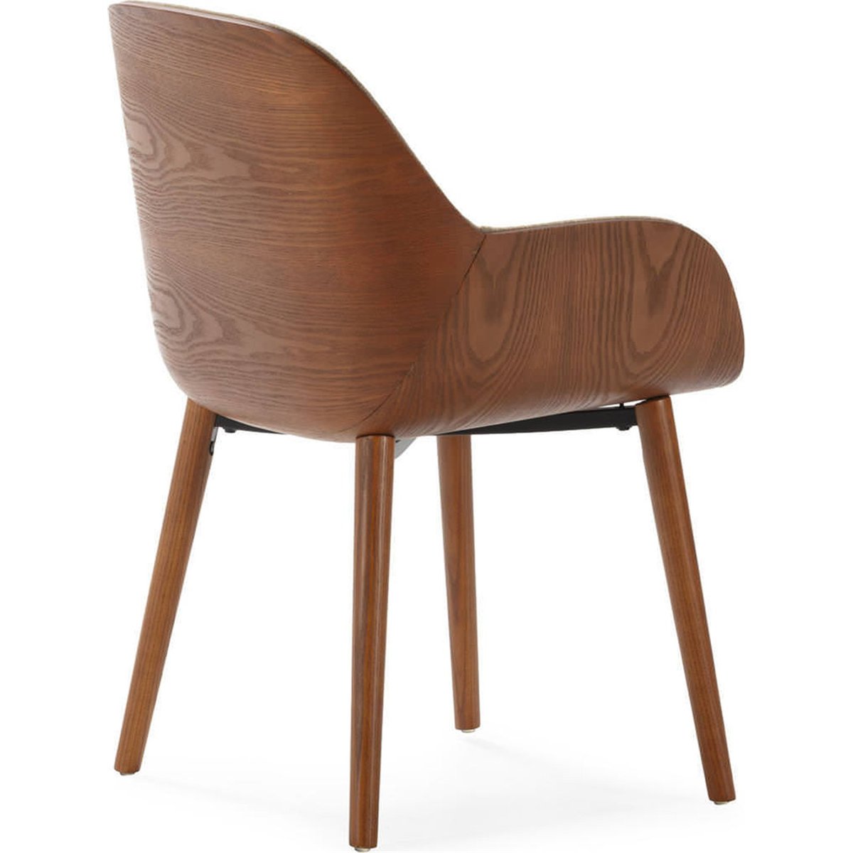Chaise vintage enveloppante avec accoudoirs noyer et brun clair, RECOLLECTION