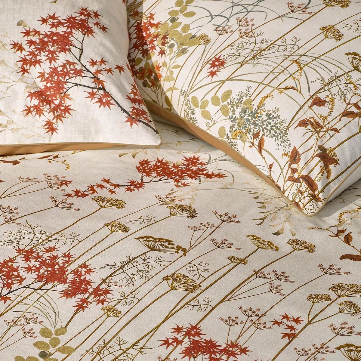 Parure de lit percale de coton ERABLES beige, GARNIER THIEBAUT