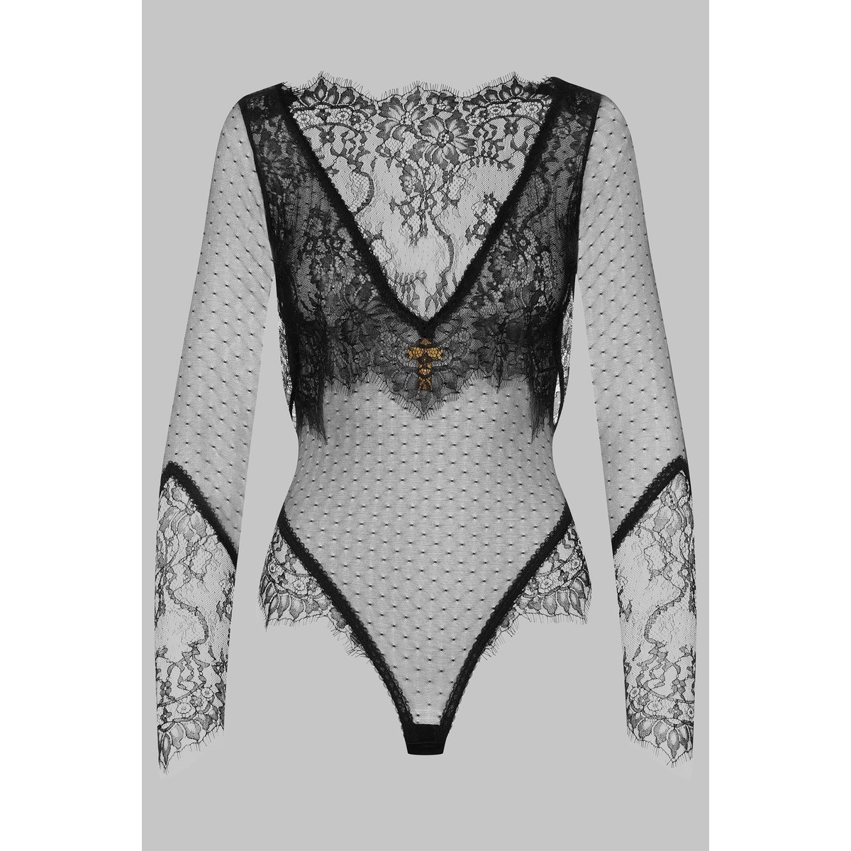 Body string voile dentelle INSPIRATION DIVINE noir, MAISON CLOSE
