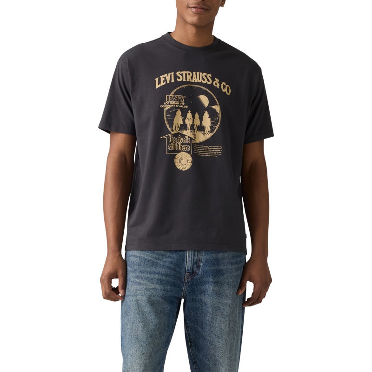 T-shirt noir avec un imprimé fantaisie et des manches courtes noir, LEVI'S