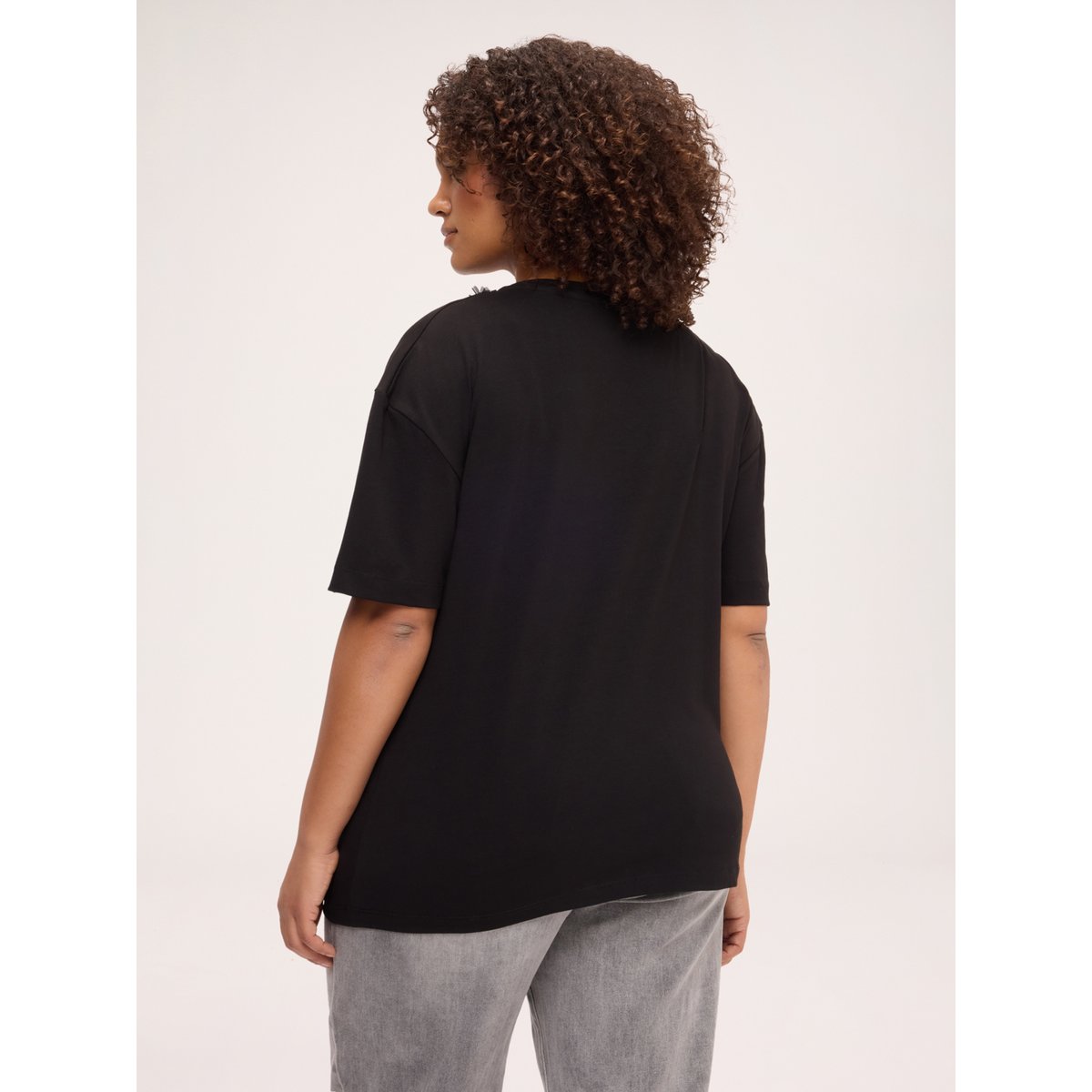 T-shirt à appliqués floraux et nœud noir, FIORELLA RUBINO