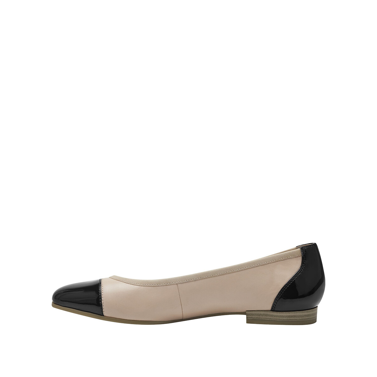 Ballerines en cuir nude/noir, TAMARIS