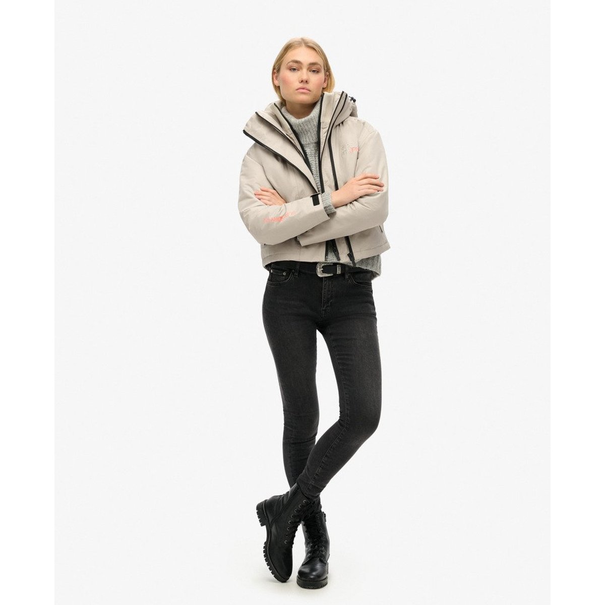 Veste à capuche brodée SD Windbreaker gris château, SUPERDRY