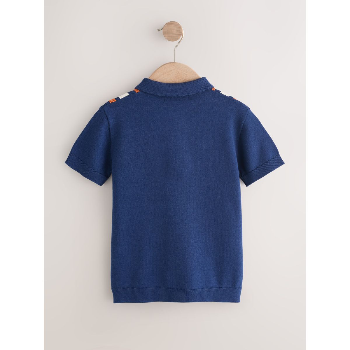 Polo en maille à col boutonné bleu marine, NEXT