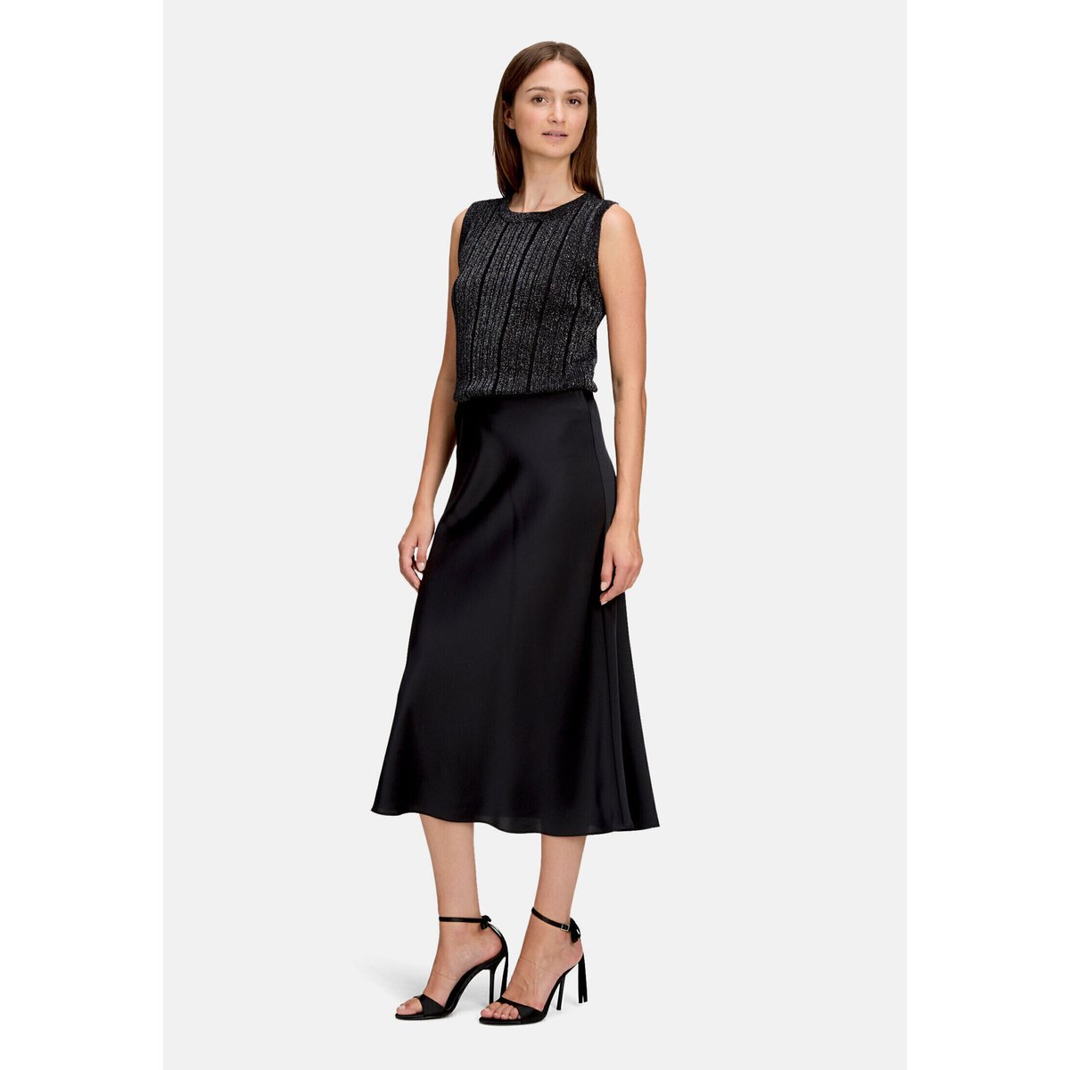 Jupe en satin à taille élastique noir, BETTY & CO