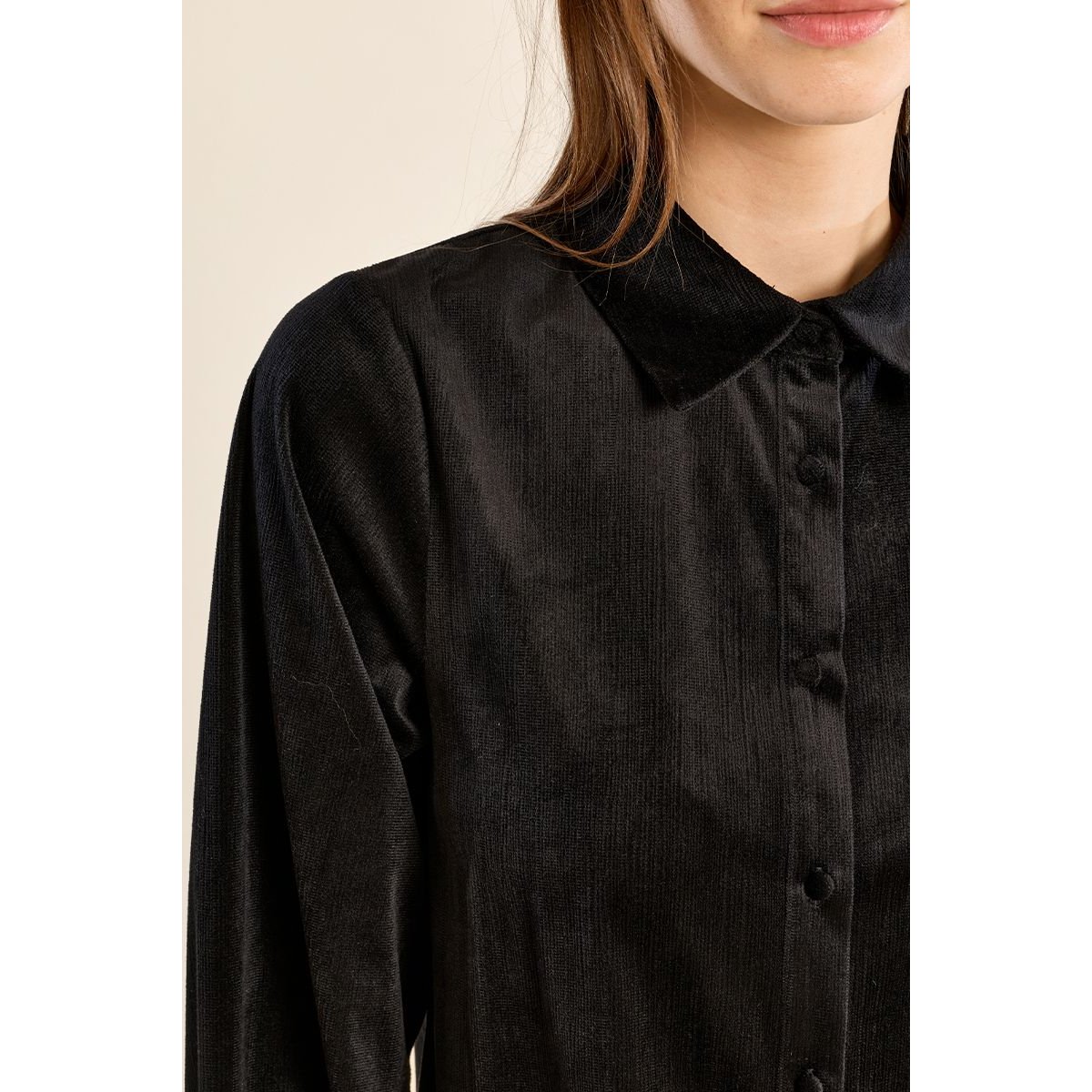 Robe chemise courte volantée noir, MOLLY BRACKEN