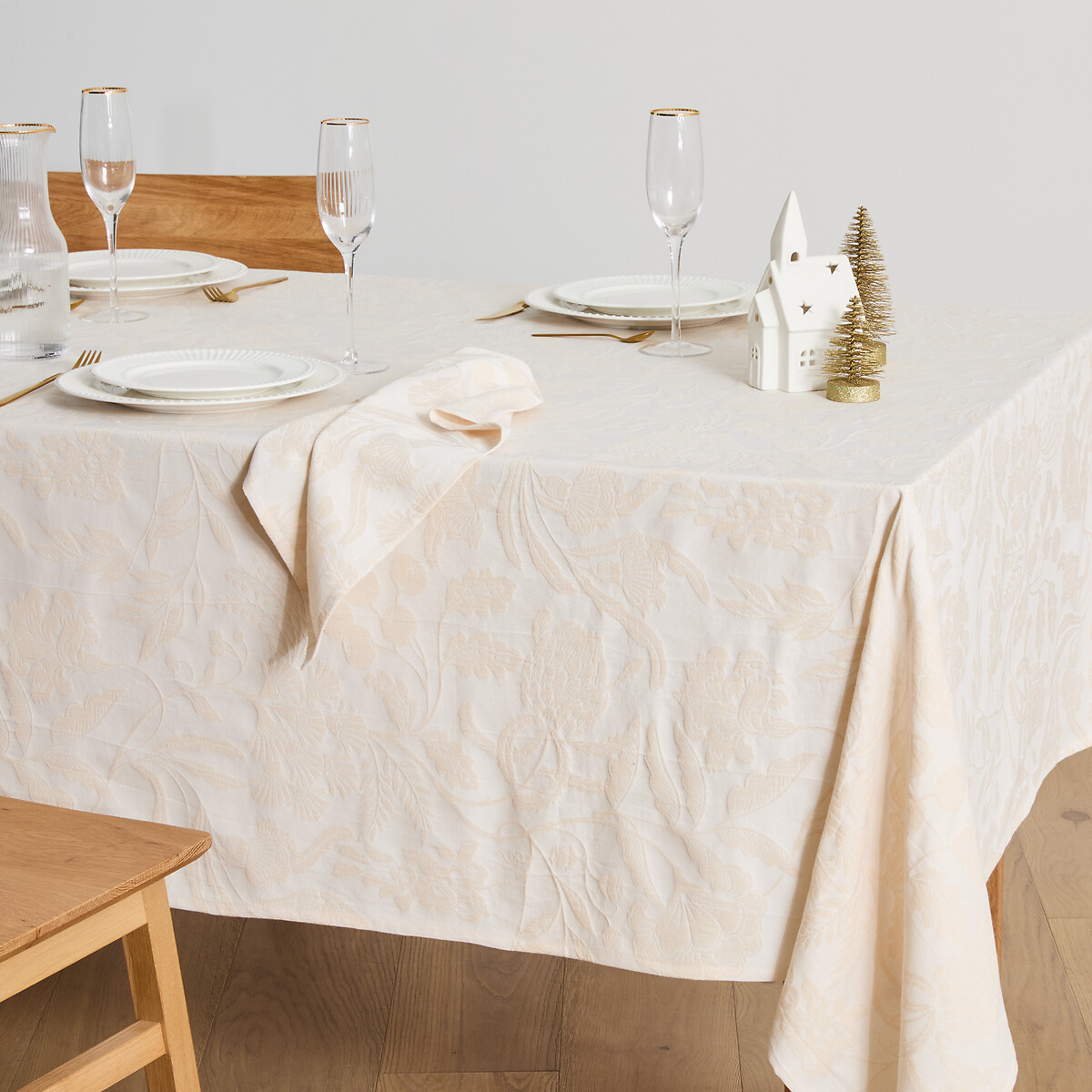 Nappe coton jacquard, LINDA ivoire, LA REDOUTE INTERIEURS