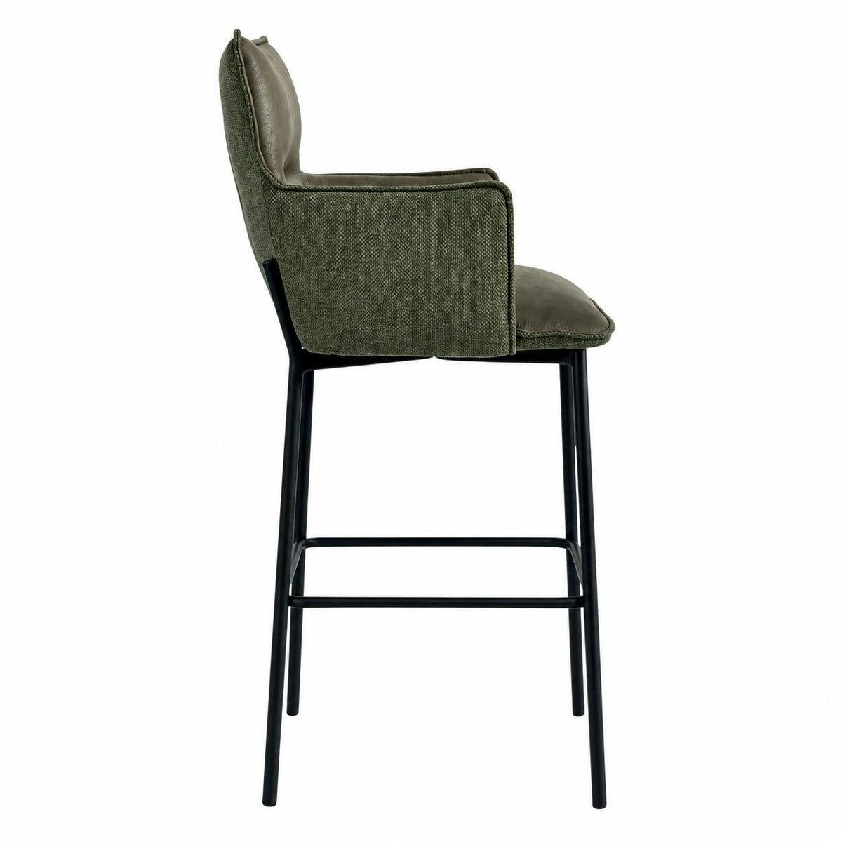 Tabouret de bar avec accoudoirs et dossier (lot de 2) KERALA vert, PIER IMPORT