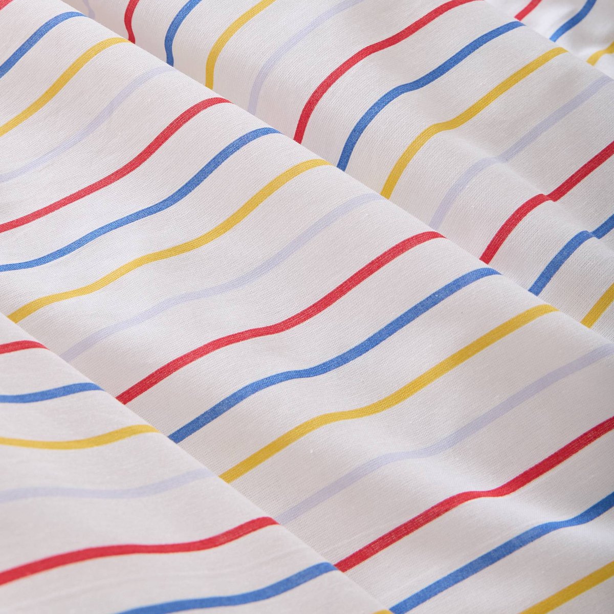 Lot avec housse de couette et deux taies d'oreiller carrées imprimé rayé, 240x220cm et 63x63cm, 100% coton bio GOTS off white, MONOPRIX