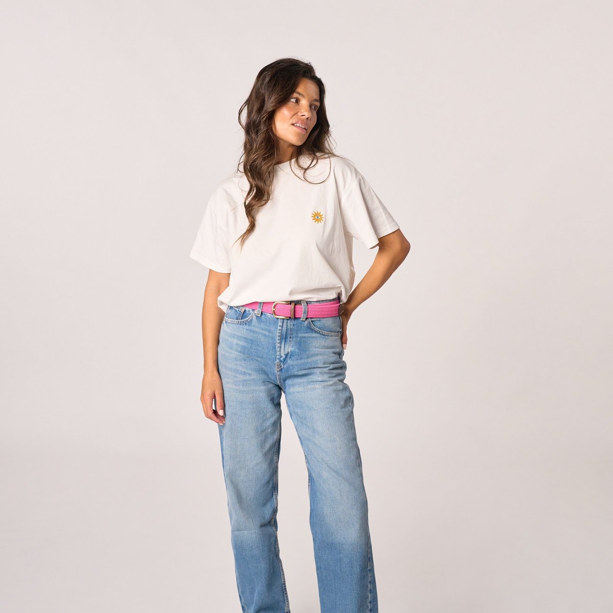 Ceinture tressée élastique UNIE rose, BILLYBELT
