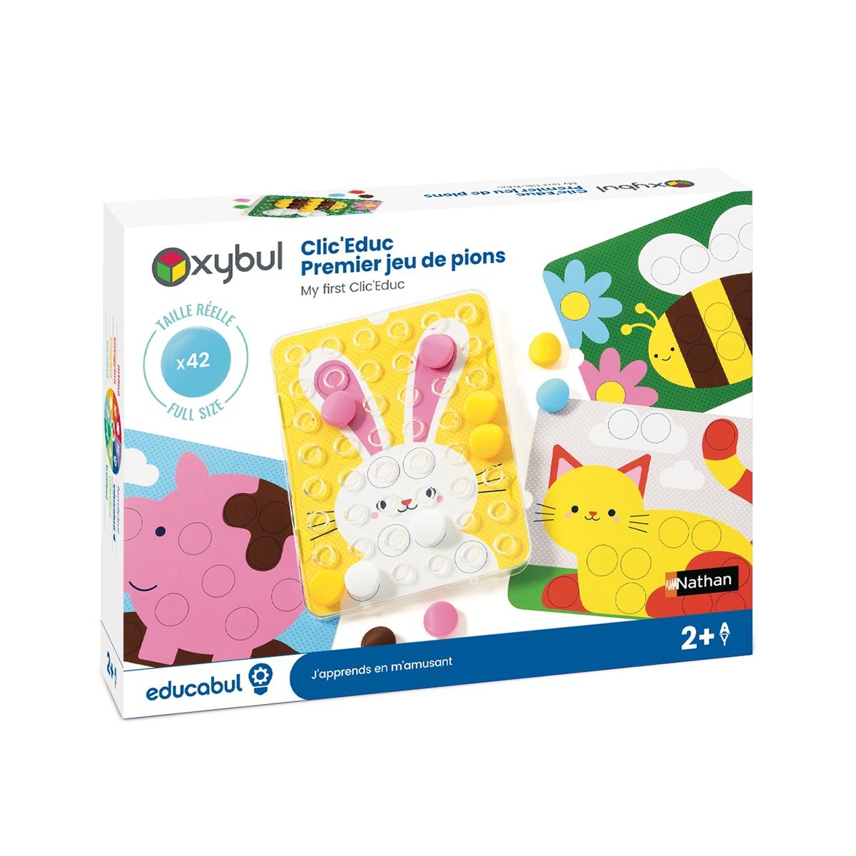 Clic Educ premier jeu de pions  - Made in France blanc, OXYBUL 